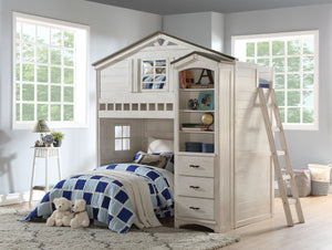 Skyler Twin Over Twin Loft Bed with Optional Bookshelf